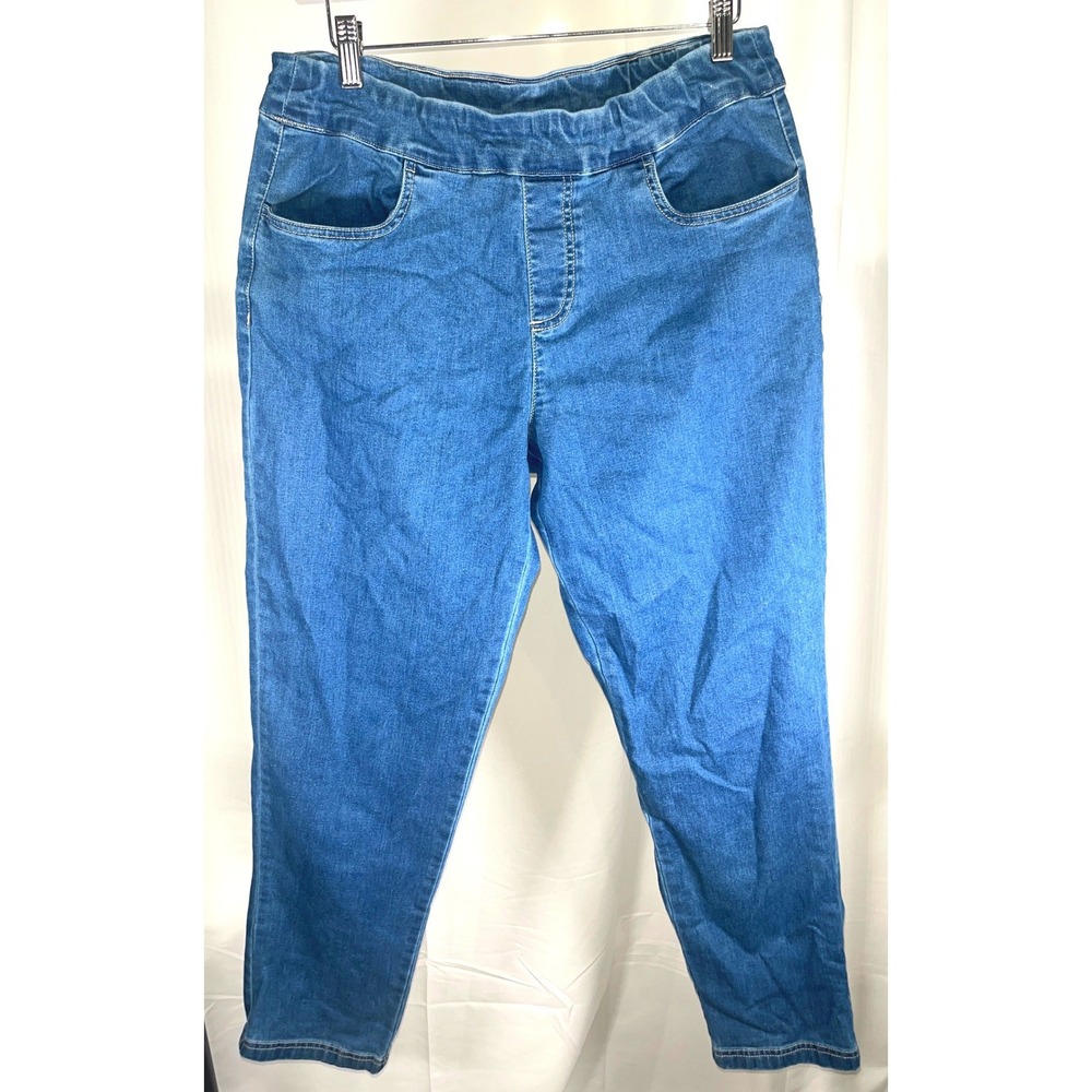 National Stretch Denim Pull On Jeans Medium Wash Comfort Waist Casual Size 12